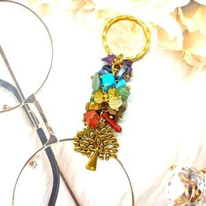 Tree of life gemstone dangle Keychain charm keyring healing accessory